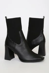 Lulus Naynee Black Square Toe Mid-calf High Heel Boots In Black
