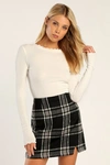 Lulus Spence Black Plaid Mini Skirt In Black