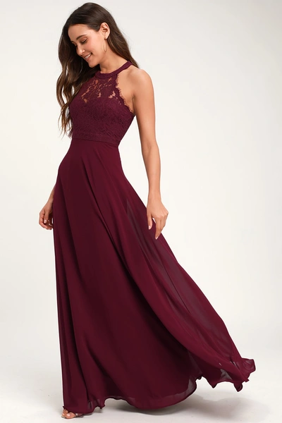 Lulus Dance All Evening Burgundy Lace Maxi Dress