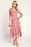 Lulus Certainly Stylish Mauve Pink Burnout Floral Two-piece Midi Dress In Mauve Pink
