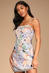 Lulus Impressions Of Love Multi Floral Print Tie-back Mini Dress