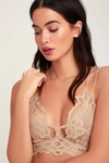 Free People Adella Light Nude Lace Bralette In Beige