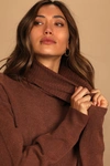 Lulus Amazing Memories Brown Cowl Neck Sweater In Brown