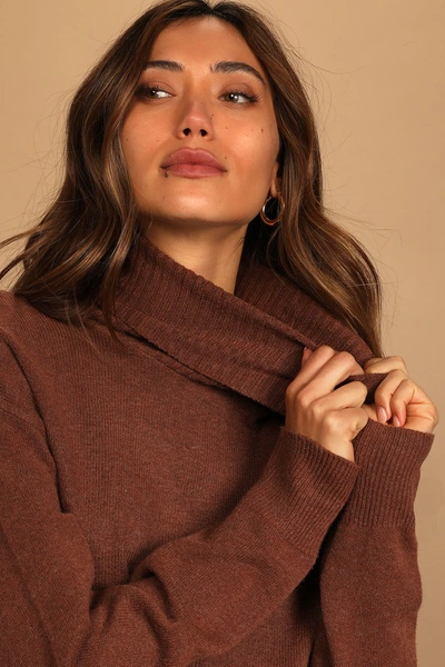 Lulus Amazing Memories Brown Cowl Neck Sweater