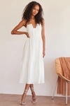 LULUS SIMPLICITY AND SWEETNESS WHITE SLEEVELESS TIERED MIDI DRESS