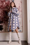 Lulus Winter Winds Blue Plaid Shearling Jacket In Blue