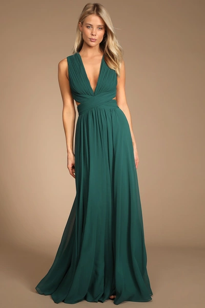 Lulus Vivid Imagination Emerald Green Cutout Maxi Dress