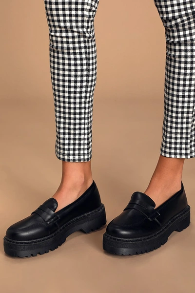 Lulus Maysie Black Flatform Loafers