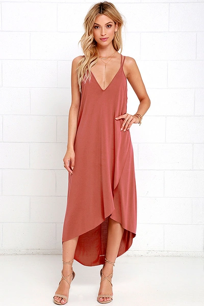 Lush Mood And Melody Washed Red High-low Dress