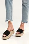 Lulus O'ahu 2 Black Suede Espadrille Platforms In Black