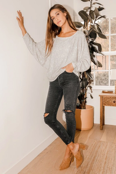 Lulus Perfect Mix Heather Beige Dolman Sleeve Sweater Top