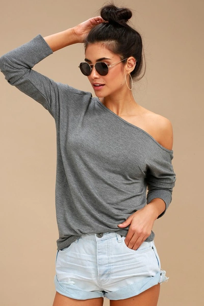 Project Social T Travis Heather Grey Long Sleeve Sweater Top