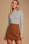Lulus Katherina Rust Brown Button Front Corduroy Skirt In Rust Brown