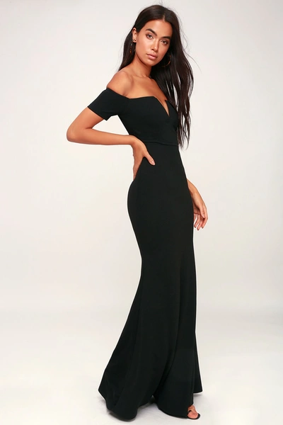 Lulus Lynne Black Off-the-shoulder Maxi Dress