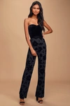 LULUS LOVE ABOUT IT BLACK VELVET STRAPLESS JUMPSUIT