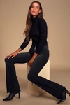 Lulus Trina Washed Black Button-fly Flared Jeans In Black
