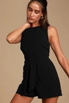 LULUS MY DEAR BLACK PLEATED SLEEVELESS ROMPER