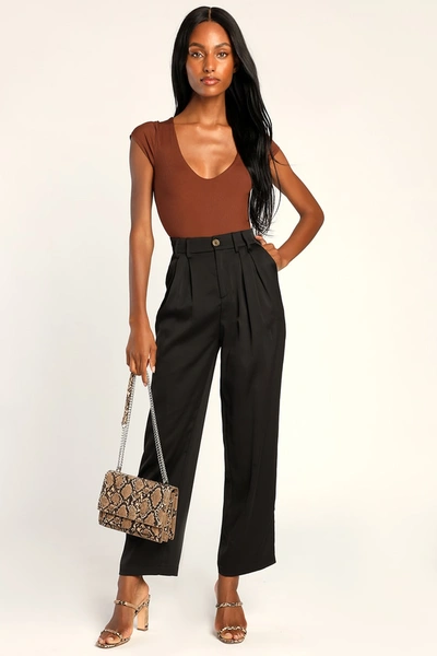 Lulus Sophisticated Take Black High-waisted Trouser Pants