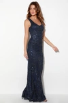 Lulus Dramatic Entrance Navy Blue Sequin Maxi Dress In Navy Blue