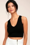 Lulus Basics Feel Like Dancing Black Crop Tank Top In Black