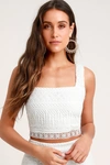 Lulus Romance Forever White Crochet Lace Crop Top In White