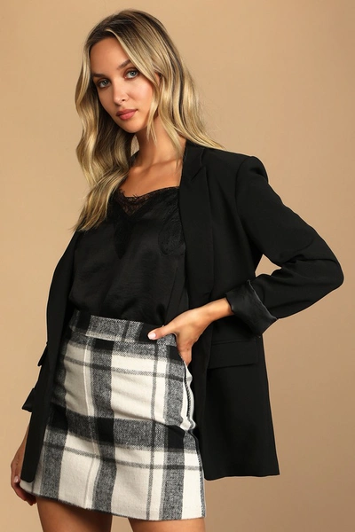 Lulus Mad For Plaid Black And White Plaid Mini Skirt