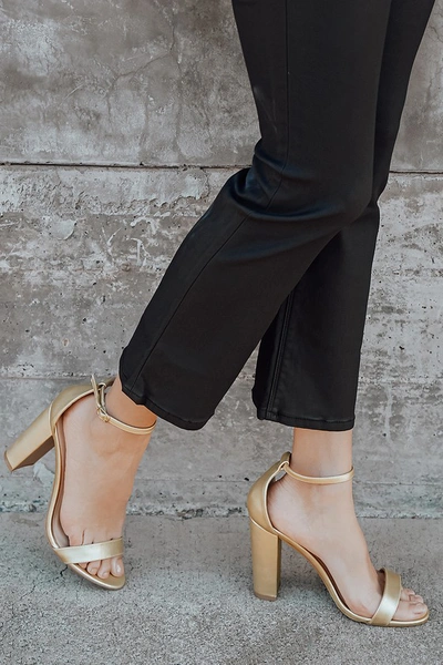 Lulus Taylor Gold Ankle Strap Heels