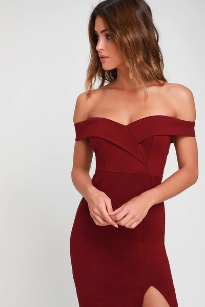 Lulus Classic Glam Burgundy Off-the-shoulder Bodycon Dress