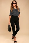 LULUS KICK IT BLACK HIGH-WAISTED TROUSER PANTS