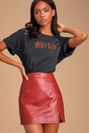 LULUS CORTE RED VEGAN LEATHER MINI SKIRT