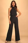Lulus Moment For Life Black Halter Jumpsuit In Black