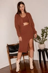 LULUS MORE THE MERRIER RUST RED KNIT THREE-PIECE SWEATER DRESS