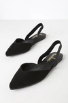 Lulus Mae Black Suede Pointed-toe Slingback Flats In Black