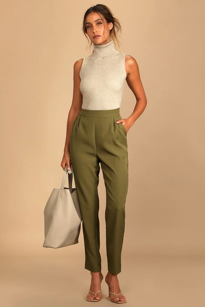 Lulus Like Clockwork Olive Green Trouser Pants
