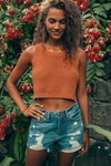 Lulus Get The Look Rust Orange Loose Knit Sweater Tank Top In Rust Orange