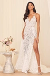 Lulus Love Of Details White Lace Backless Maxi Dress In White