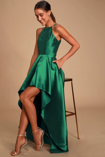 Lulus Broadway Show Emerald Green High-low Maxi Dress