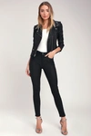 Unpublished Olivia Washed Black High Rise Vegan Leather Skinny Jeans In Black
