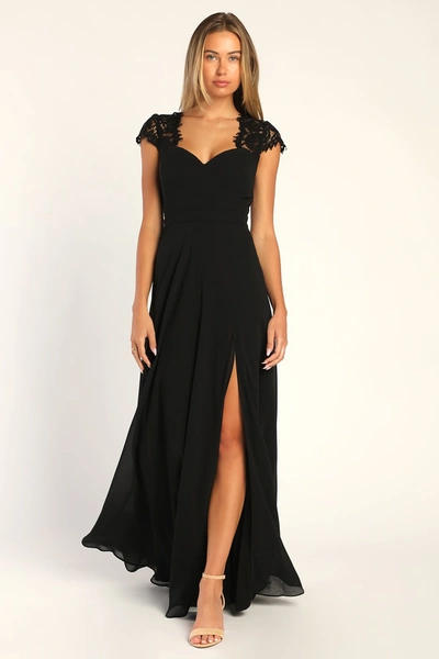 Lulus Momentous Moments Black Lace Backless Maxi Dress