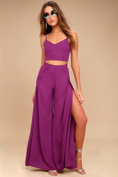 Lulus Piece Crop Top Jumpsuit Lulus Out Tonight Magenta Two-piece
