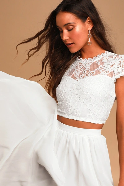 Lulus Sweet Stunner White Lace Two-piece Maxi Dress