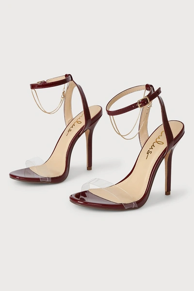 Lulus Eisley Oxblood Patent Ankle Strap Heels In Red