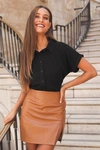 Lulus Walking The Walk Faux Leather Miniskirt In Black