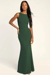Lulus Love In Your Eyes Hunter Green Knotted Mermaid Maxi Dress In Green