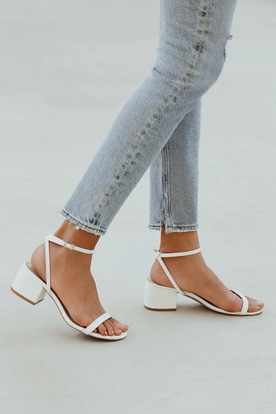 Lulus Julie White Ankle Strap Sandal Heels