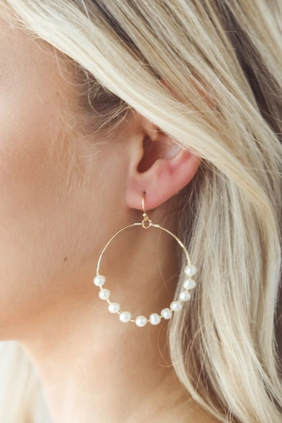 Lulus Take Me To The Beach Gold And Pearl Hoop Earrings