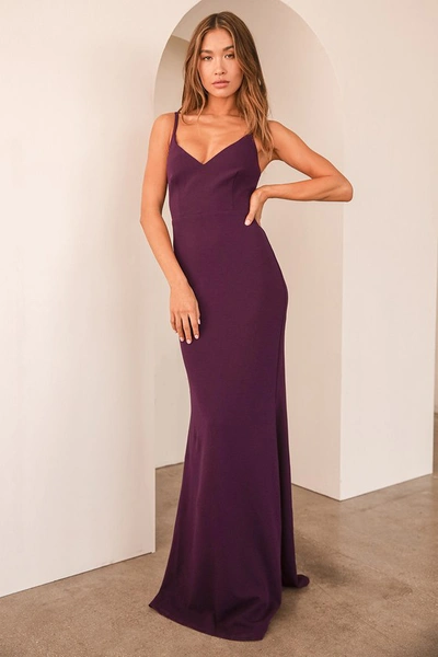 Lulus Moments Of Bliss Purple Backless Mermaid Maxi Dress