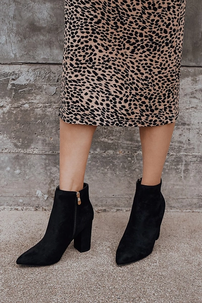 Lulus Ottava Black Suede High Heel Booties