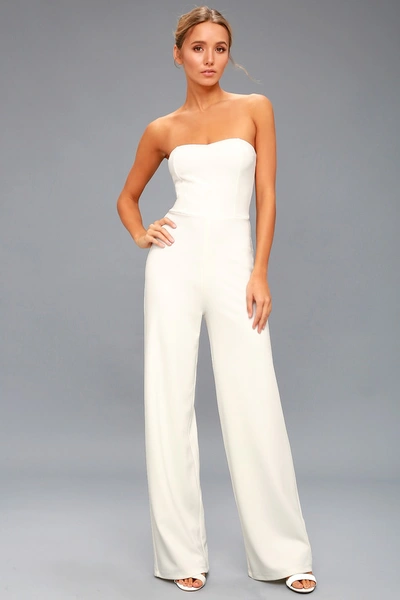 Lulus Edith White Strapless Jumpsuit