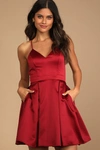 Lulus Be With You Wine Red Skater Dress In Wine Red